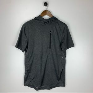 Russell Men’s Gray Short Sleeve Hoodie Dri Power 360 Performance Size Small